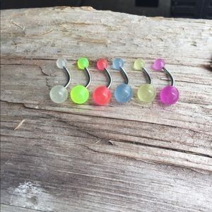 6 Glow‎ In The Dark Belly Button Navel Rings